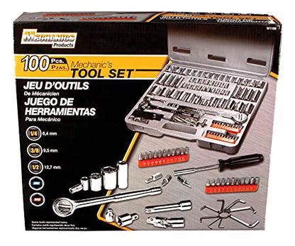 Performance Tool W1198 SAE/Metric 100-Piece Socket (1/4-Inch, 3/8-Inch & 1/2-Inch Drive) and Bit Set - size: 100-Piece (Pack of 1), style: Socket & Bit Set