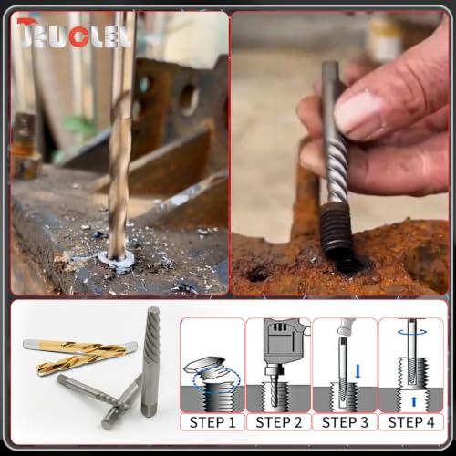 40PCS Bolt & Screw Extractor Set, Left Hand Cobalt Drill Bit Kit | Broken Stripped Screw Removal Tool, Multi-Spline Stripped, Damaged, Frozen, Studs, Rusted, Rounded-Off Bolts, Nuts Screws