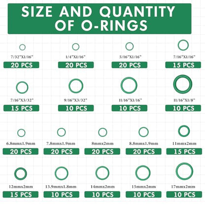 Frienda Car A/c Repair Kit 270 Pcs O-Ring Set 40 Pcs Ac Valve Cores R12 & R134a Refrigeration Tire Valve Stem Cores A/c Core Assortment with Remover Tool
