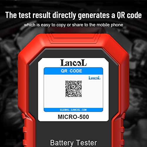 Lancol Micro 500 Car Battery Tester, 12V Lithium Battery Test 40-3000 CCA Cranking System Test Digital Lead Acid Battery Analyzer Automotive Alternator Tester LED Display