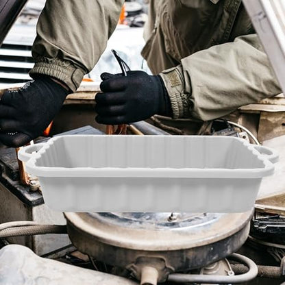 CALLARON 23.5" Car Oil Drain Pan - Heavy Leakproof Oil Collector Pan, Plastic Large Transmission Drain Pan, White Changing Oil Pans for Car Truck Engine, Transmission, Automotive Accessories - color: White
