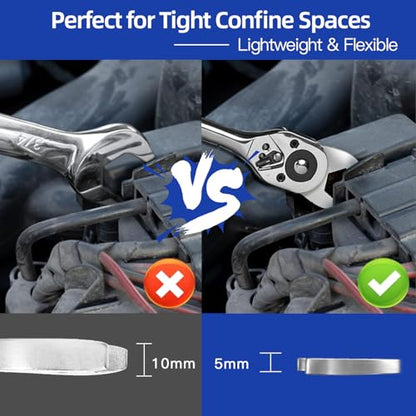 3/8" Drive SAE Flare Nut Crowfoot Wrench Set (3/8"-1")- 11 Piece | CR-V Steel | 5 Point Grip | 5mm Ultra-Thin | Clip-on Organizer | Access for Tight Spaces Bike Automotive Appliance Repair - style: Flare Nut - SAE