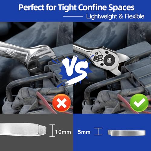 3/8" Drive Flare Nut Crowfoot Wrench Set, 10 Piece Cr-V Steel + Ni-Cr Plating 5 Point Grip Flare Nut Crow Foot Tool Set, Metric 10-19mm Crows Feet Wrench Set with Storage Pouch for Home Car Repair - style: Flare Nut - Metric