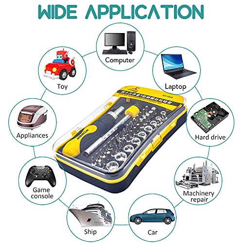 43 in 1 Ratchet Screwdriver Set R'deer T-handle Multifunction Nut Driver Socket Manual Repair Tools Kit