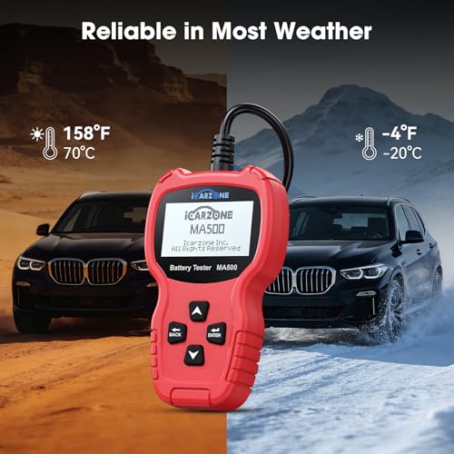 MA500 Car Battery Tester, 9V - 30V Digital Automotive Alternator Meter Diagnostic Tool 100-2000 CCA Load Capacity Auto Charging & Cranking Analyzer for Car Truck Motorcycle Boat RV ATV Yacht