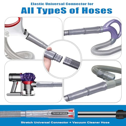 3 Pieces Dryer Vent Cleaner Kit: Vacuum Hose With Brush & Gloves Fits for Vacuums Cleaner, Refrigerator Condenser Coils, Tight Spaces Behind Appliances, Deep Cleaning Tools for Clogged Ducts-Gray - color: Gray(Complete Kit)