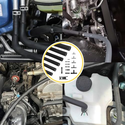 Unicaravan Silicone Vacuum Hose Kit 10FT 6PCS 1/8" 5/32" 3/16" 1/4" 5/16" 3/8" With Vacuum Connector 12 Sizes 113PCS,Tube Cutter,Matte Black Tubing,Automotive Marine & Industrial Use - size: 6Size(1/8"~3/8") - 10FT + Connector + tube cutter