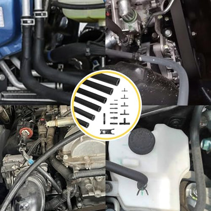 Unicaravan Silicone Vacuum Hose Kit 6.6FT 6PCS 1/8" 5/32" 3/16" 1/4" 5/16" 3/8" With Vacuum Connector 12 Sizes 113PCS,Tube Cutter,Matte Black Tubing,Automotive Marine & Industrial Use - size: 6Size(1/8"~3/8") - 6.6FT + Connector + tube cutter