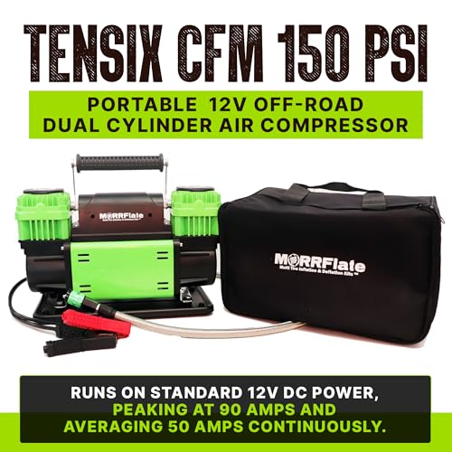 MORRFlate TenSix 12 Volt Air Compressor Heavy Duty, 10.6 CFM 150 PSI Dual Cylinder Portable Off-Road Tire Inflator for Jeep Truck RV 4x4 Overlanding, 4 Tire Inflation Deflation, 4FT Steel Hose - size: 10.6 CFM Compressor