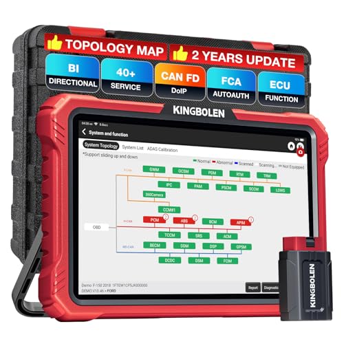 KINGBOLEN K10 Pro Full Systems 10" Car Scanner Topology Map, ECU Function | Bidirectional Scan Tool Bluetooth OBD2 Scanner, 41+ Reset Service, FCA AutoAuth, CANFD & DOIP, 2 Years Update, V.A.G Guided