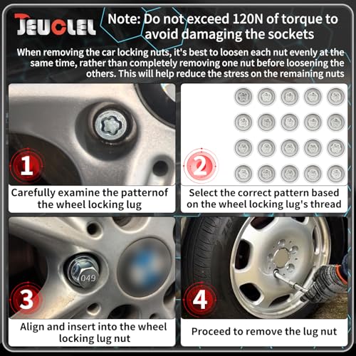 049 Wheel Locking Nut Key Socket Compatible with BMW Series, (Socket OD 29mm - ID 25mm), Wheel Anti-Theft Lug Nut Removal Tool, Anti-Theft Screw Remover - color: Socket 049