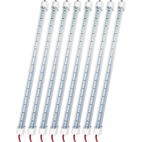 12v LED Interior Light Bar, DC 12 Volt led Strip Lights with Switch and Magnets, 6500K White Light for Enclosed Cargo Trailer Car RV Van Truck Lorry Cabinet Camper Boat Caravan Motorhome 8P - size: 8 P
