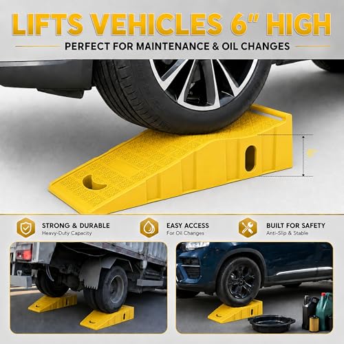 2 Pack Car Ramps 20000 Lbs Portable Truck Service Ramps for Tire Changes，Yellow