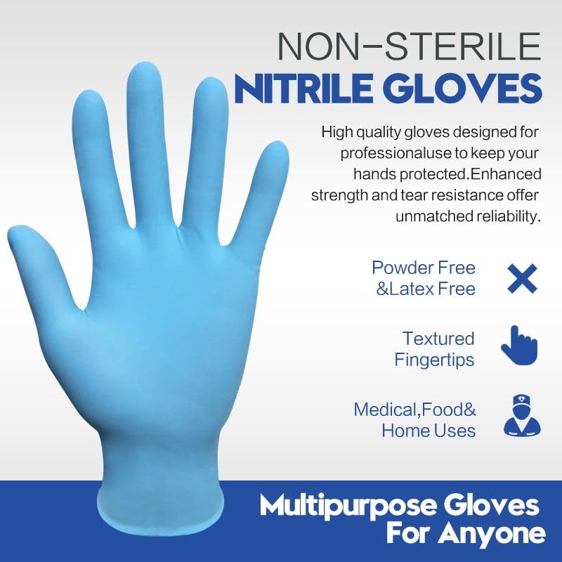 Powder-Free Nitrile Gloves, 3mil,3.5g,Latex-Free Disposable, 100/Box, Cleaning Medical Cooking,Medium Size - size: Medium (Pack of 100)