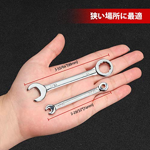 SPEEDWOX 10-Piece Mini Wrench Set, Standard SAE Sizes, High Carbon Steel, Portable Canvas Bag - size: SAE