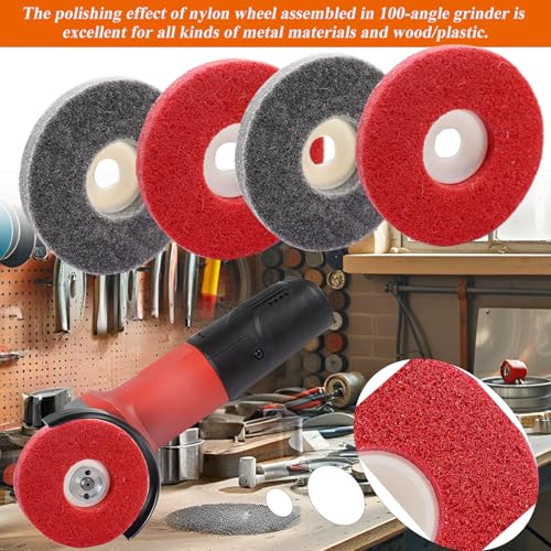 17PCS 4 Inch Buffering Wheels Polishing Kit with Compound for Angle Grinder,Includes 14Pcs Nylon Fiber Flap Disc & Wool Felt Polishing Wheel,3Pcs Buffing Compounds and Sanding Sponge - size: 4 Inch - 18pcs