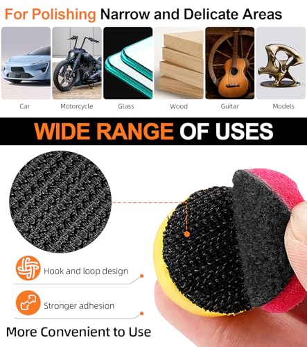 SI FANG 22 Pcs Mini Buffing Polishing Pads Kit, Car Details Mini Polisher Foam Pads for Drill Rotary Tool Buffer Tight Area Detailing Paint Polish Waxing & Glaze, Interior Headlight Door Handles