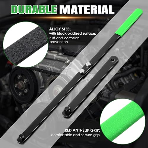 Meonum Universal Serpentine Belt Tool Kit, Includes 3/8" & 1/2" Drive Belt Adjust Tightener Wrench Set, 4 Shallow Sockets, 3 Crowfoot, Tensioner Wrench & Removal Tool Auto Repair, Maintenance(Green) - color: Green
