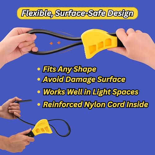 2-Pack Adjustable Rubber Strap Wrench Set, 8" & 6" – Heavy-Duty Non-Slip Oil Filter Wrench & Jar Opener for Plumbing, Water Filter, Shower Head, Sink, Faucet, Pipes & Automotive Use (Yellow)