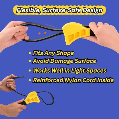 2-Pack Adjustable Rubber Strap Wrench Set, 8" & 6" – Heavy-Duty Non-Slip Oil Filter Wrench & Jar Opener for Plumbing, Water Filter, Shower Head, Sink, Faucet, Pipes & Automotive Use (Yellow)