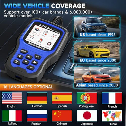 AUTOPHIX OM129P OBD2 Scanner with 12V Battery Test & Live Data | Check engine code reader with I/M readiness, O2/EVAP tests, DTC lookup and lifetime software updates included. - color: OM129-OBD2