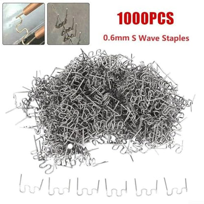 1000Pcs Welder Staples, 0.6mm S Wave Staples for Car Bumper Bodywork Plastic Stapler Repair Kit for Car Bumper Repair, Architectural Modeling, Plastic Craft Welding Supplies
