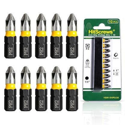 1" PH2 Anti Slip Screwdriver Bits #2 10 Pcs, 2026 New Laser Tech 360° | Magnetic Phillips Impact Driver Bit Set, Taiwan S2 Steel Salt Bath Treated, CNC Precision Fits 1/4" Hex Quick-Change Chucks - color: Phillips #2, size: 1 inch