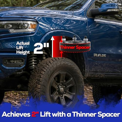 KSP 2in Front Lift Kits for Ram 1500 2009-2026, 2" Leveling Lift Kit for 2009-2026 Dodge Ram 1500 4WD, 2005-2011 Dakota 2WD 4WD, Aluminum Suspension Level Kit CNC Strut Spacers For Pick Up - size: 2"F, style: Front