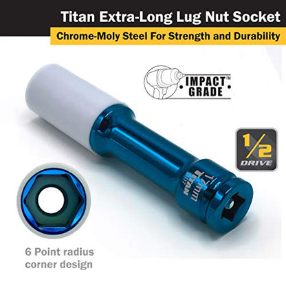 Titan 21117 1/2-Inch Drive x 17mm Non-marring Impact Extra-Long Lug Nut Socket - size: XL 17mm