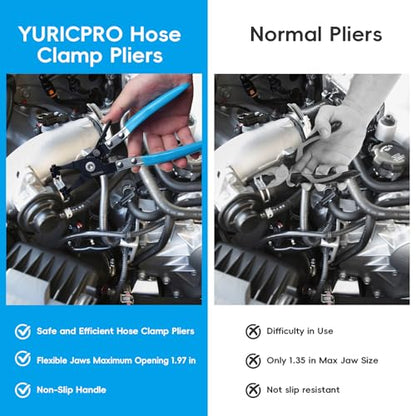 2 Pcs Hose Clamp Pliers Set，includes 45° Angle Flat Belt Hose Clamp Plier and Wide & Flat band Hose Clamp Plier for Removal and Installation of Spring Hose Clamps,for Automotive Fuel Oil Water Hose