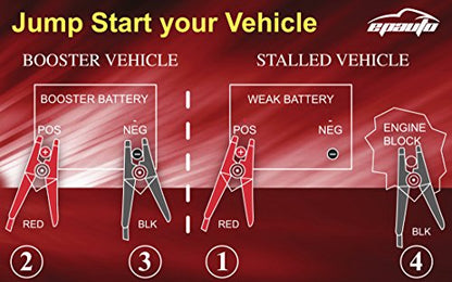 EPAuto 6 Gauge x 16 Ft Heavy Duty Jumper Cables Emergency Boost Kit Car/SUV | With Safety Gloves & Travel Bag (Safe Jump Start for Dead Batteries) For Car & SUV - size: 16-Feet x 6-Gauge