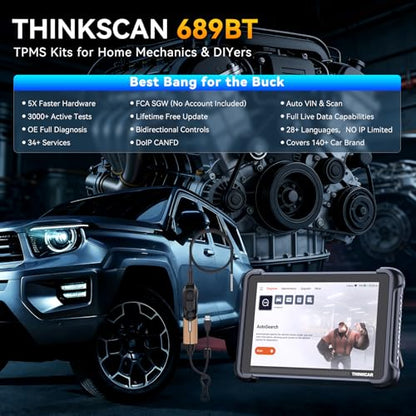 THINKSCAN 689BT Bidirectional OBD2 Scanner with TK101 & Endoscope Camera,3000+ Active Tests,All System, 34 Services,FCA Autoauth, CANFD and DoIP,Lifetime Free Update