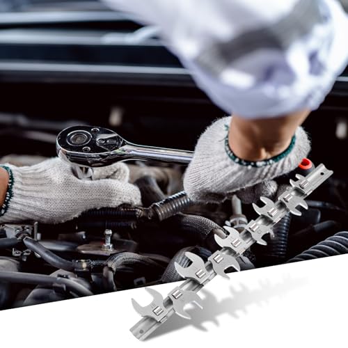 HARFINGTON 11pcs Drive Crowfoot Wrench Set 3/8" Crowfoot Flare Nut Wrench Set 10mm - 22mm Drive Metric Crowfoot Wrench with Clip-on Organizer for Mechanics Automotive Repair Work