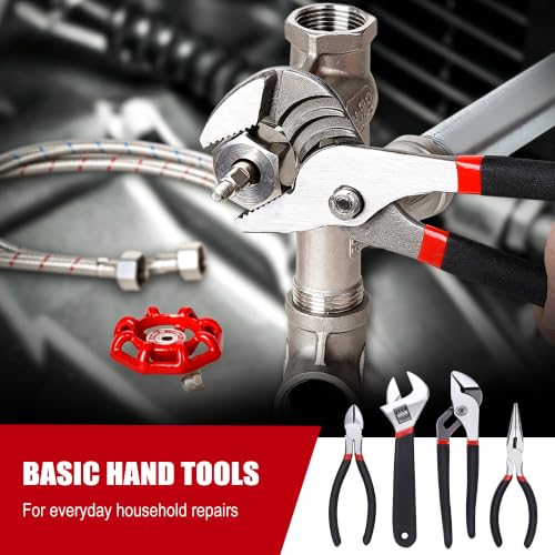 FASTPRO 236-Piece Home Repairing Tool Set, Mechanics Hand Tool Kit with 12-Inch Wide Mouth Open Storage Bag, Household Tool Set for DIY, Home Maintenance, Red - color: Red