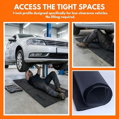 Foldable Under Car Repair Mat - Portable Mechanics Rolling Creeper Pad for Low Clearance Vehicles - Oil-Resistant Garage & Roadside Maintenance Creeper with Storage Bag,Black