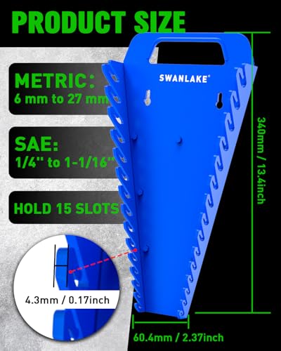 SWANLAKE Magnetic Wrench Organizer Toolbox Holder, 2-Pack SAE (1/4'' to 1-1/16''), Metric (6mm to 27mm) Ratchet Wrench Organizers, Total Hold 30 Slots Wrench Holders for Tool Box - style: 30-Slot