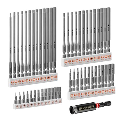 Geinxurn 53Pieces Fixedge Screwdriver Bit Set,1"/2"/4"/6" Mixed Hex Magnetic Alloy Steel Insert Power Bits Tips with Impact Bit Holder Stored in Storage Organizer for Home Repair