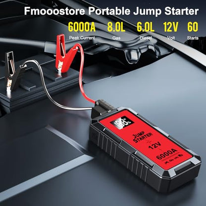 Car Jump Starter, 88.8wh Jump Starter Battery Pack 6000A (All Gas,up to 10.0L Diesel Engine) 12V Jumper Cables Portable Lithium Jump Box, USB Output and LED Light - color: orange