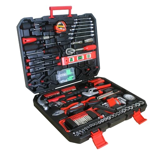 238-pcs Tool Sets Portable Mechanics Tool Box with Lock, Carbon Steel Hand Tool Storage Box for Auto Repair, Garage, Warehouse, Workshop, Repair Shop - size: 238pcs - Black&Red