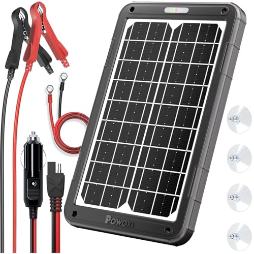POWOXI 12V Solar Car Battery Charger: 15W Solar Panel Kit Battery Trickle Charger Maintainer with Smart PWM Controller for Car - RV Boat Marine Motorcycle - for Trailer Truck Snowmobile Tractor - color: PWM-15W