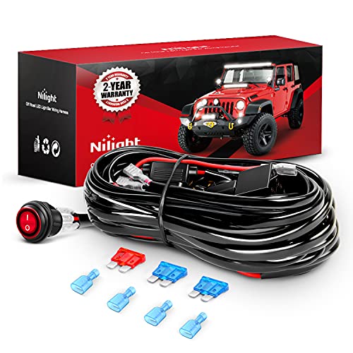 Nilight - NI -WA 06 LED Light Bar Wiring Harness Kit - 2 Leads 12V On Off Switch Power Relay Blade Fuse for Off Road Lights LED Work Light, 2 Years Warranty - color: 16AWG Wiring Harness Kit - 2 Leads