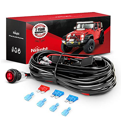 Nilight - NI -WA 06 LED Light Bar Wiring Harness Kit - 2 Leads 12V On Off Switch Power Relay Blade Fuse for Off Road Lights LED Work Light, 2 Years Warranty - color: 16AWG Wiring Harness Kit - 2 Leads