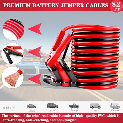 Car Emergency Kit with Jumper Cables Car Safety Kit Vehicle Emergency | Car Emergency Kits for Vehicles Headlamps, Car Glasses Holder, Safety Hammer, Ideal Gifts for New Drivers - size: xxl-24