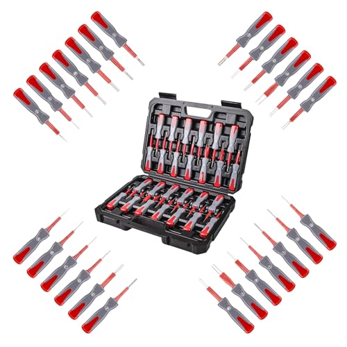 Gickbussu 26PCS Terminal Removal Tool Kit Universal | Fits automotive wire connectors, electrical pin release tool for mechanics, titanium, non-slip, case