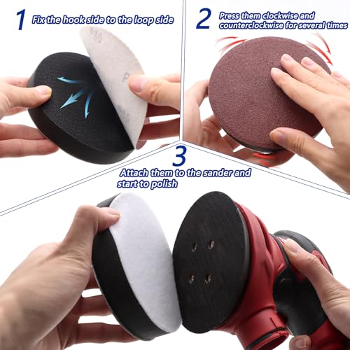 6 Pack Interface Pads, 5 Inch Hook and Loop Soft Density Sponge Cushion Buffer Backing Pad, Foam Sanding Interface Pads for Orbital Sander Automotive Woodworking Polishing - size: 5 inch - 6 Pack