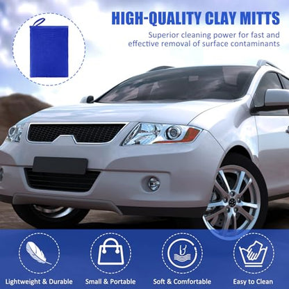 Windspeed 2Pack Clay Mitt, Microfiber Clay Bar for Car Detailing, Medium Grade Clay Bar Glove Clay Towel Auto Detailing for Cleaning Auto Clay Mitt (Blue) - color: Blue