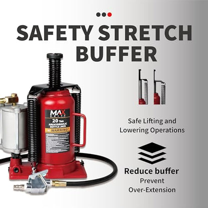 Maxority 20-Ton (40,000 LBs) Air Hydraulic Pneumatic Quick Lift Car Bottle Jack with Aluminum Alloy Pump and Manual Hand Pump for Auto Repair and House Lift