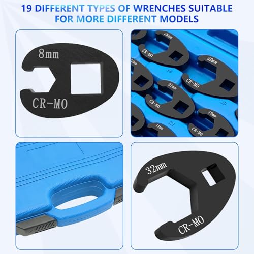 KTPROT 20PC 3/8” and 1/2” Drive Jumbo Crowfoot Flare Nut Wrench Set | Metric Tool 8 to 32 mm Sizes,Flare Nut Wrench set for 3/8in and 1/2in Drive Ratchet - color: 20pcs