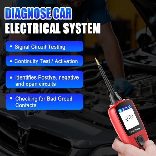 Autel PowerScan PS100 Automotive Relay Tester Circuit Probe Tool 12V 24V Car System Diagnostic Scan Tool with 20ft Extension Cable Read AC DC Resistance Short/Open Circuit Test