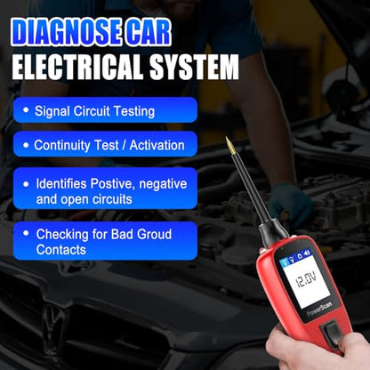 Autel PowerScan PS100 Automotive Relay Tester Circuit Probe Tool 12V 24V Car System Diagnostic Scan Tool with 20ft Extension Cable Read AC DC Resistance Short/Open Circuit Test
